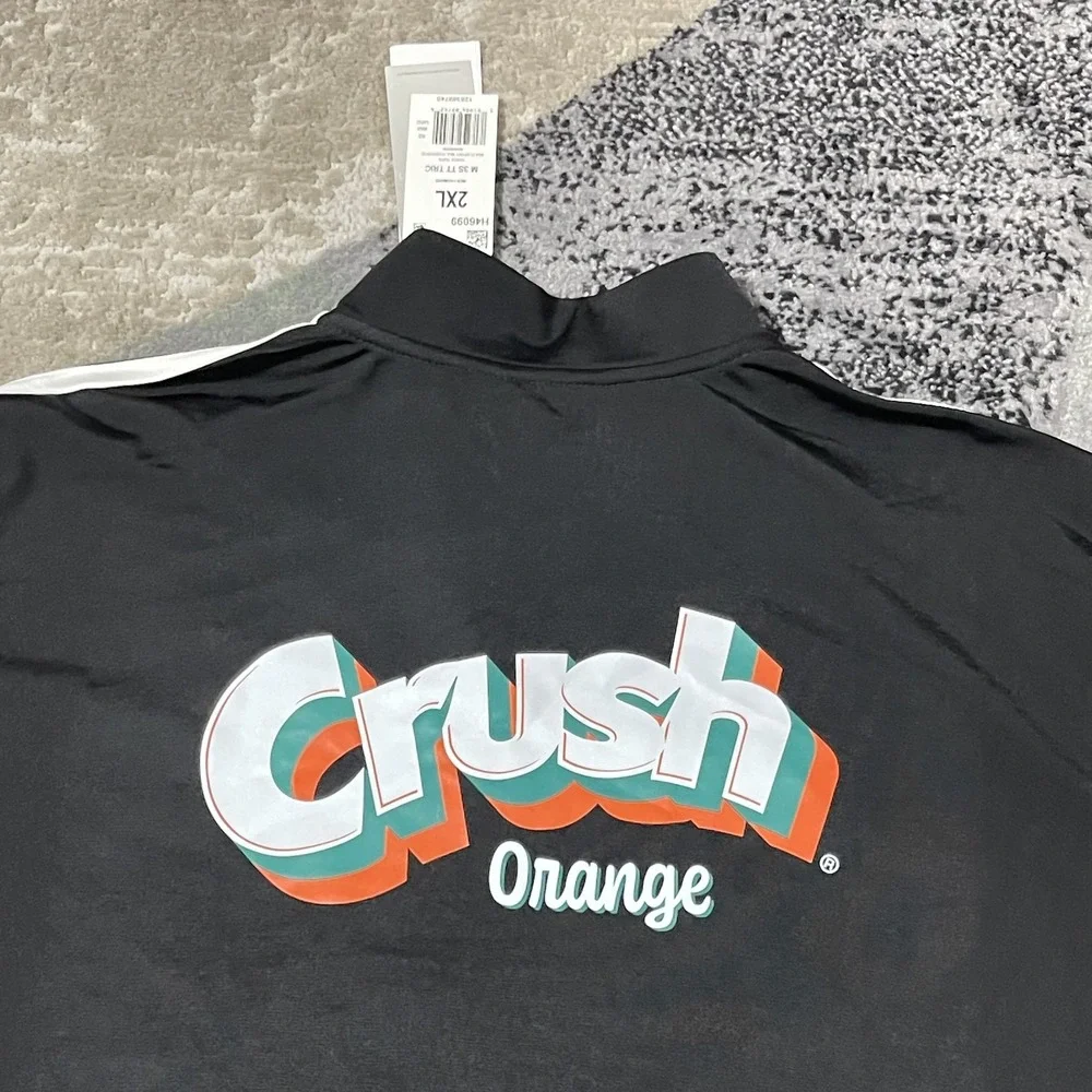 Adidas Crush Orange Track Jacket Mens 2XL Black White Sports Full Zip Primegreen